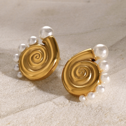 Boucles d'oreilles conques en acier inoxydable et or 18 carats