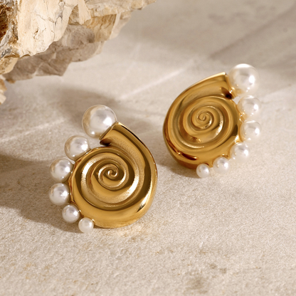 Boucles d'oreilles conques en acier inoxydable et or 18 carats