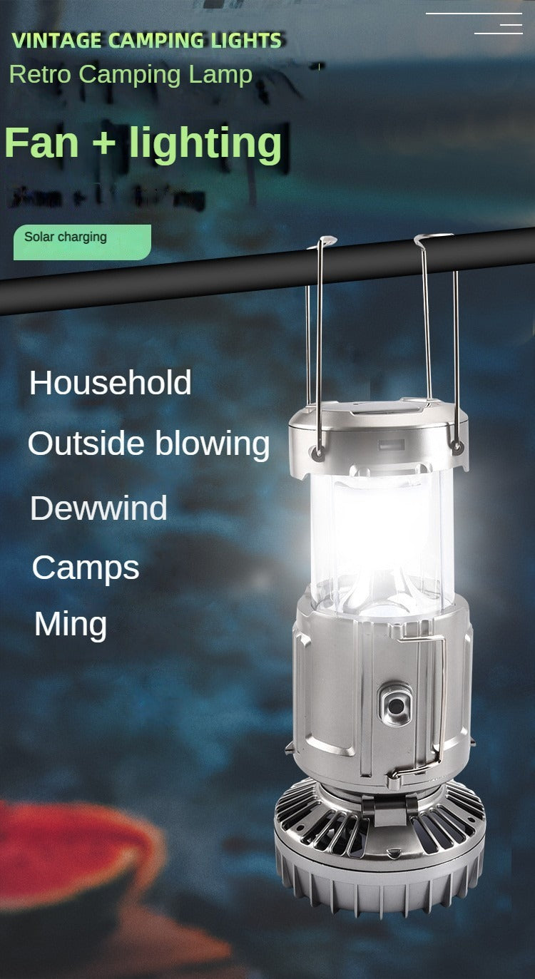 Multifunctional Solar Camping Buckle + Tail Fan Barn Lantern