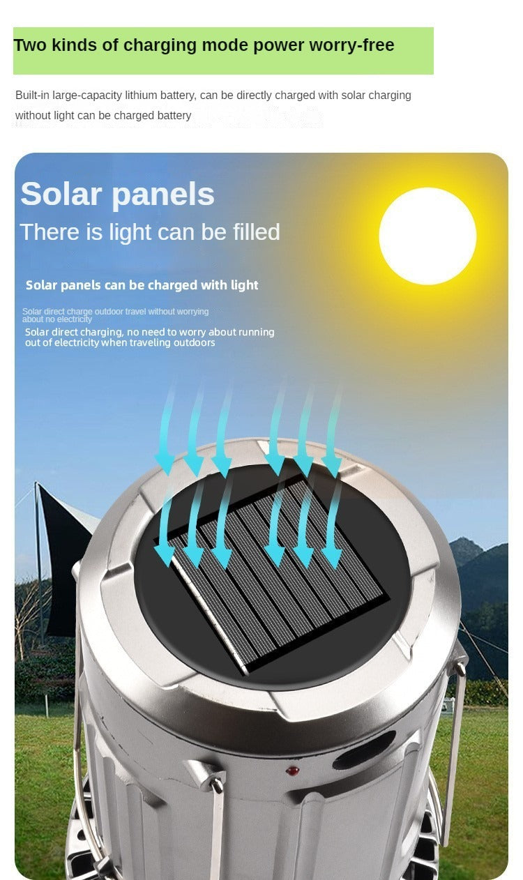 Boucle de camping solaire multifonctionnelle + lanterne de grange à ventilateur arrière