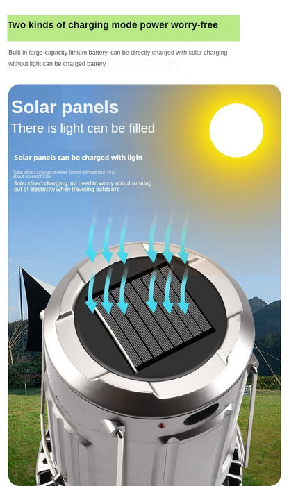 Boucle de camping solaire multifonctionnelle + lanterne de grange à ventilateur arrière