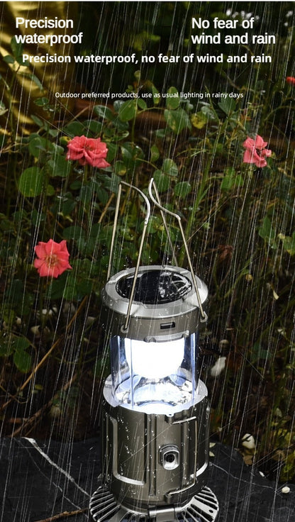 Multifunctional Solar Camping Buckle + Tail Fan Barn Lantern