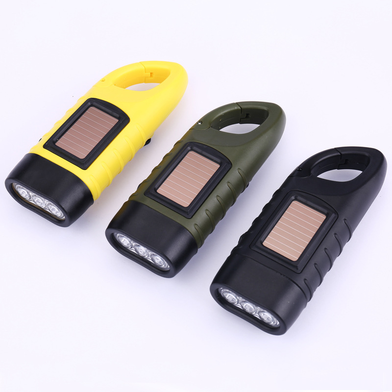 Solar Hand-Operated Multifunctional LED Flashlight