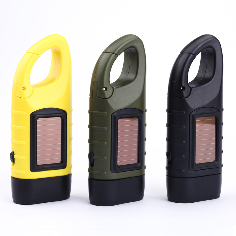 Solar Hand-Operated Multifunctional LED Flashlight