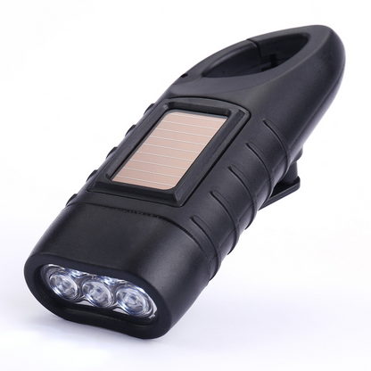 Solar Hand-Operated Multifunctional LED Flashlight