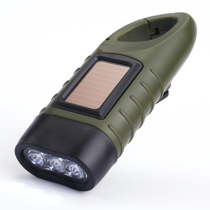 Solar Hand-Operated Multifunctional LED Flashlight