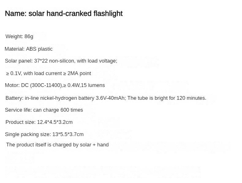 Solar Hand-Operated Multifunctional LED Flashlight