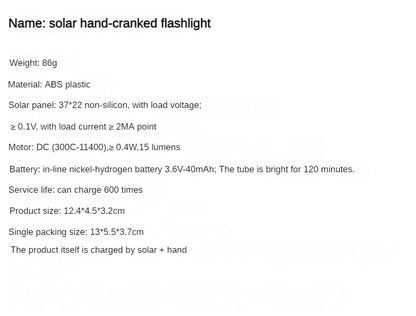 Solar Hand-Operated Multifunctional LED Flashlight