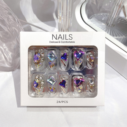 Patchs pour ongles en verre faits à la main avec des diamants