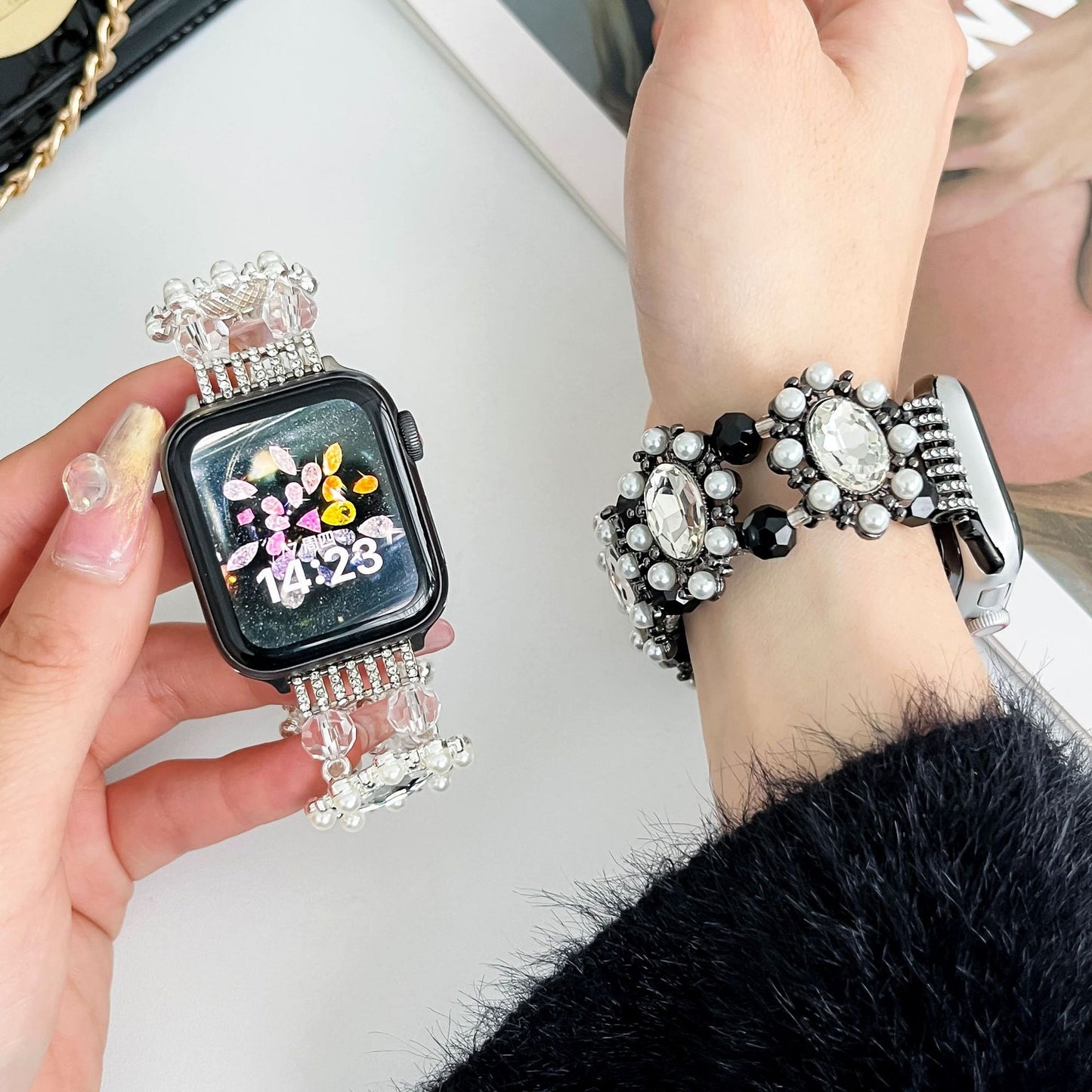 Pearl Dabao Stone Handmade Beaded Strap [Applicable to Apple Watch S8/9]