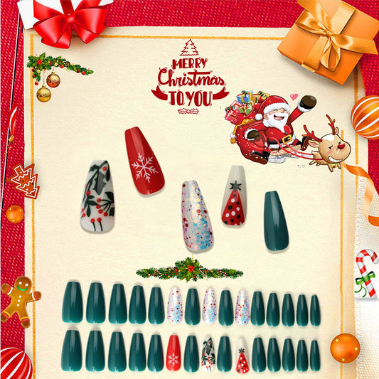 Ongles à coller pour Noël - [Pack de 30 pièces extra larges]