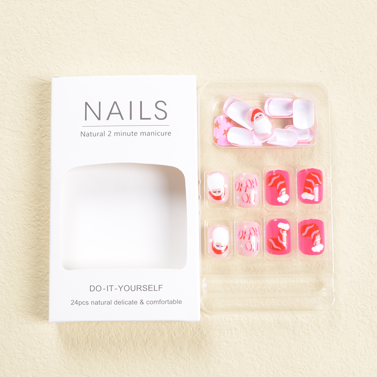 Ongles à coller Père Noël de la série Noël - [Pack de 24 pièces extra larges]