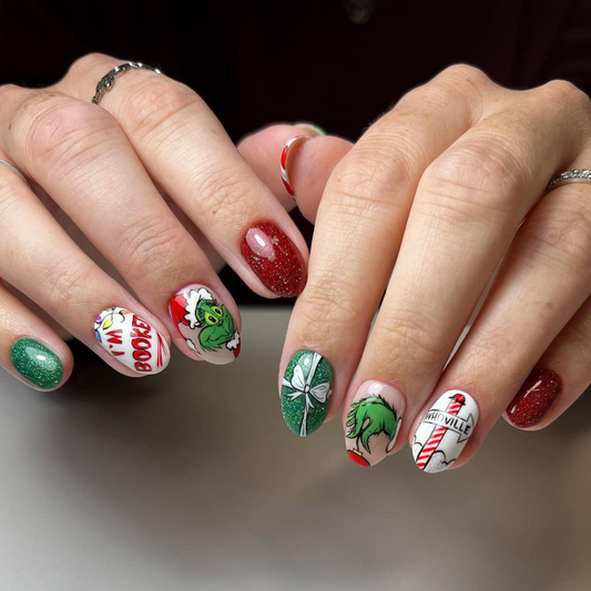 Christmas Series- Christmas Hat- press-on nails-[24 peices extra large pack]