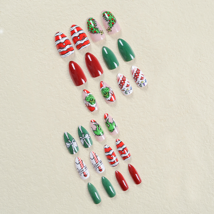 Christmas Series- Christmas Hat- press-on nails-[24 peices extra large pack]