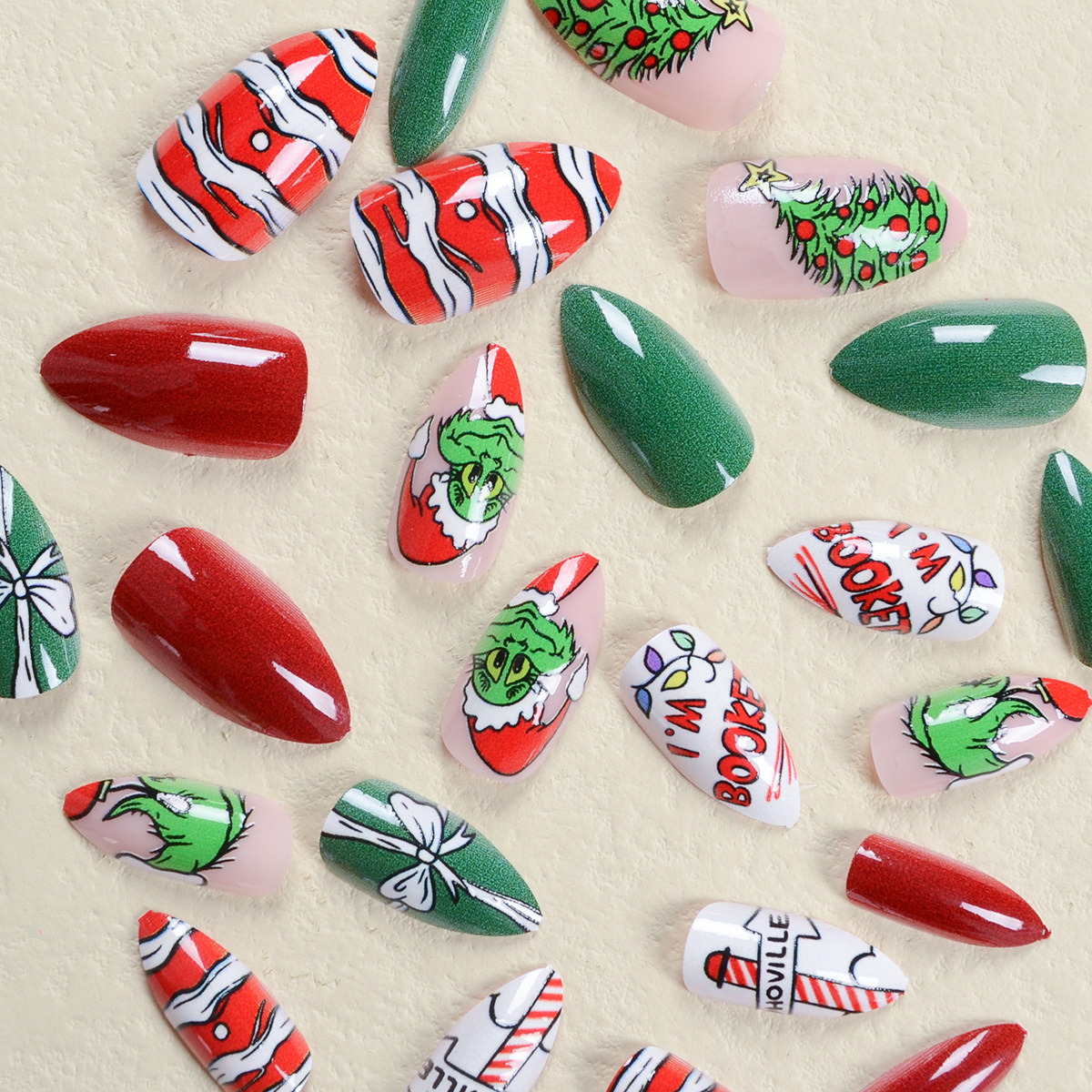 Christmas Series- Christmas Hat- press-on nails-[24 peices extra large pack]