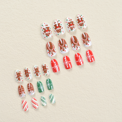 Christmas Series- Christmas Hat- press-on nails-[24 peices extra large pack]