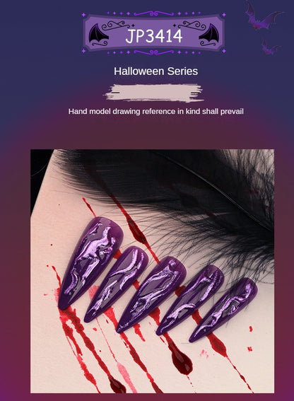 Ongles à coller en 3D avec miroir magique violet d'Halloween - [Pack de 24 pièces extra larges]