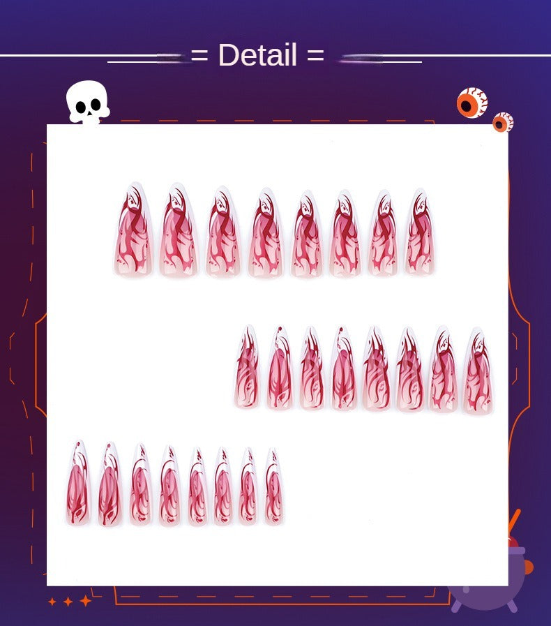 Halloween Red Flame-press-on nails-[24 peices extra large pack]