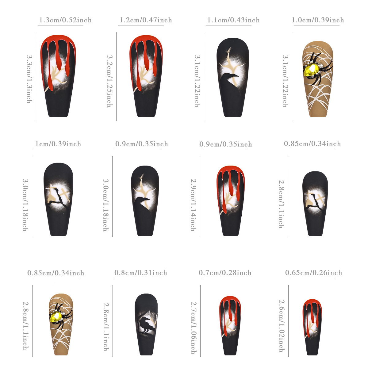 Halloween Cobweb Dripping Blood-press-on nails-[24 peices extra large pack]