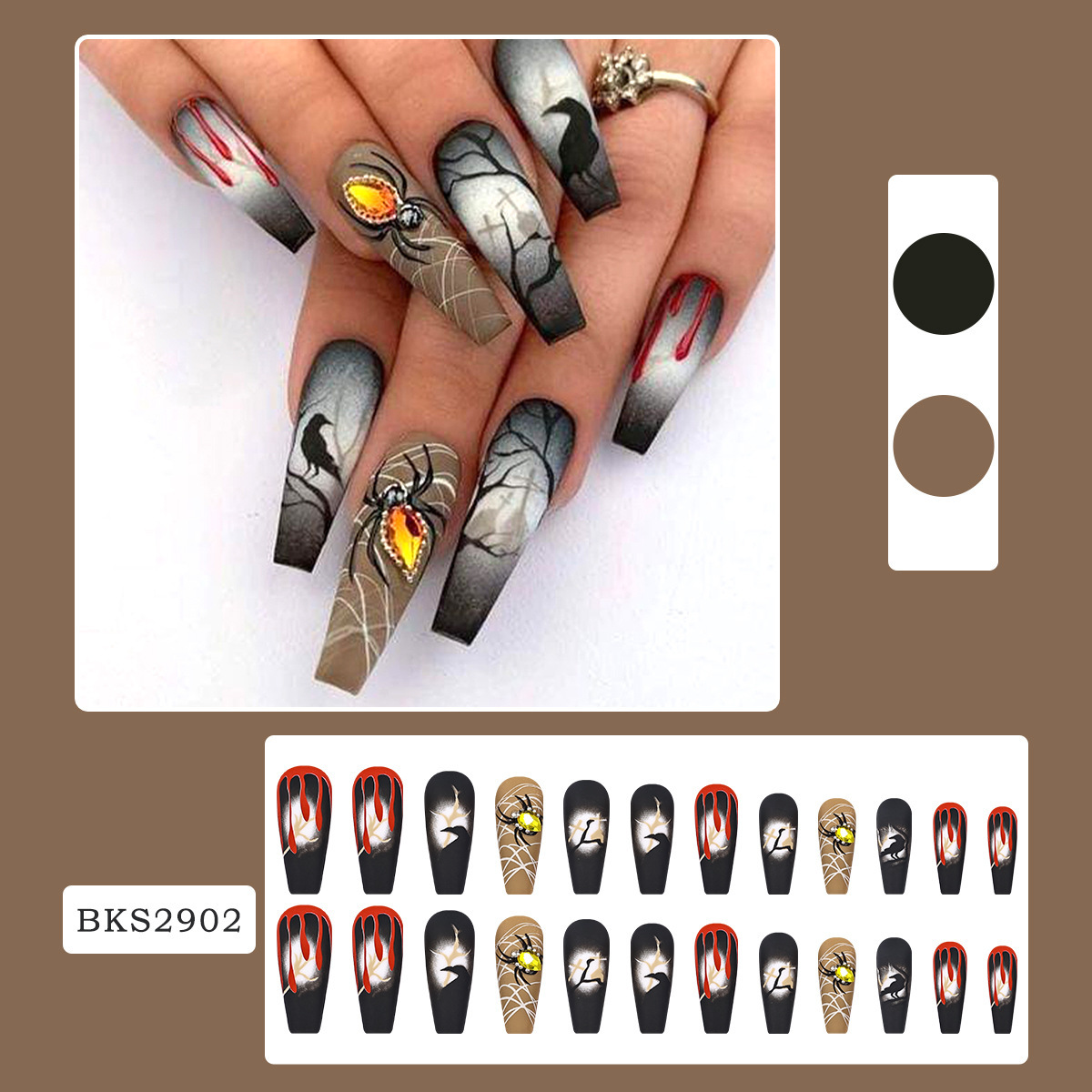 Halloween Cobweb Dripping Blood-press-on nails-[24 peices extra large pack]