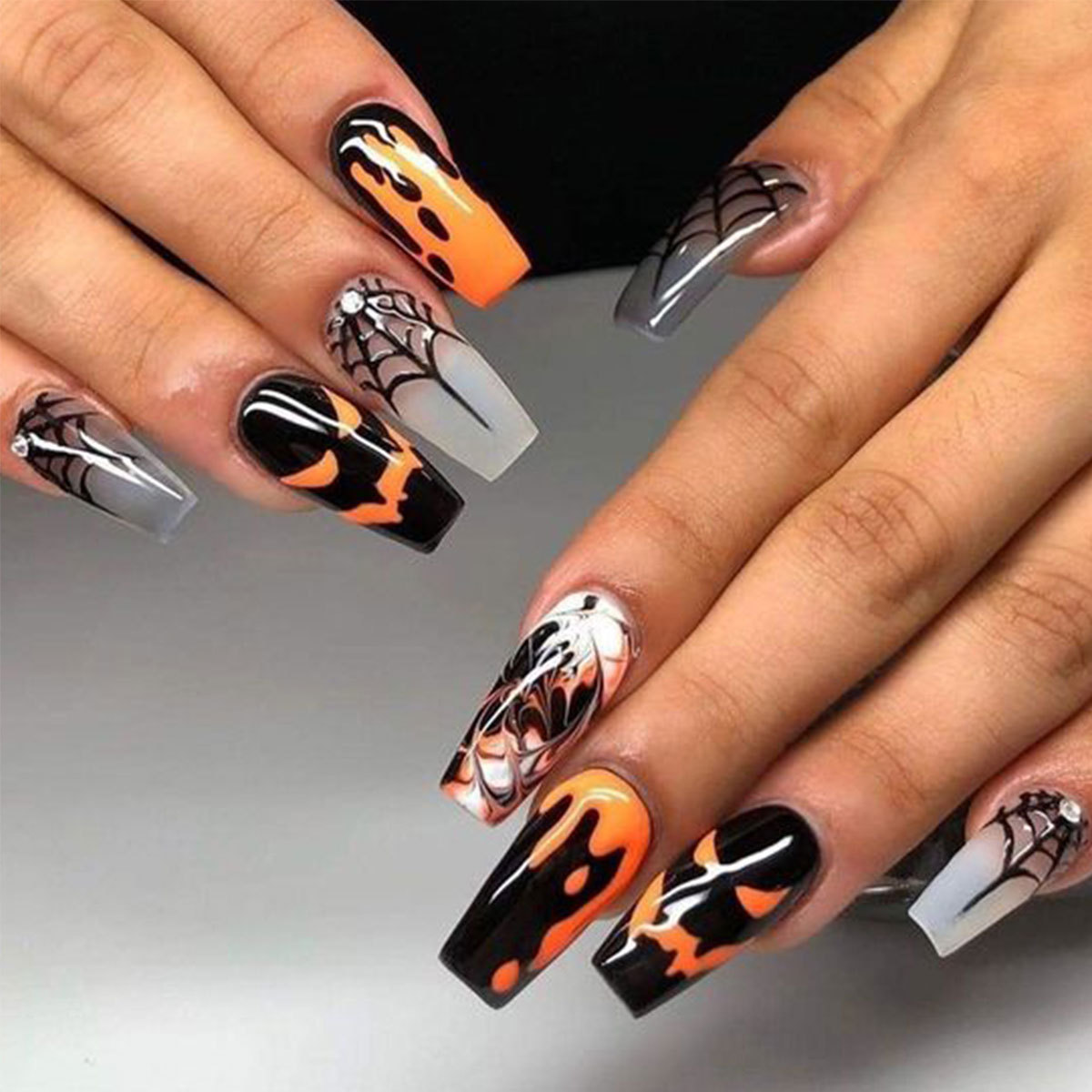 Ongles à coller Halloween Grimace-[Pack de 24 pièces extra larges]