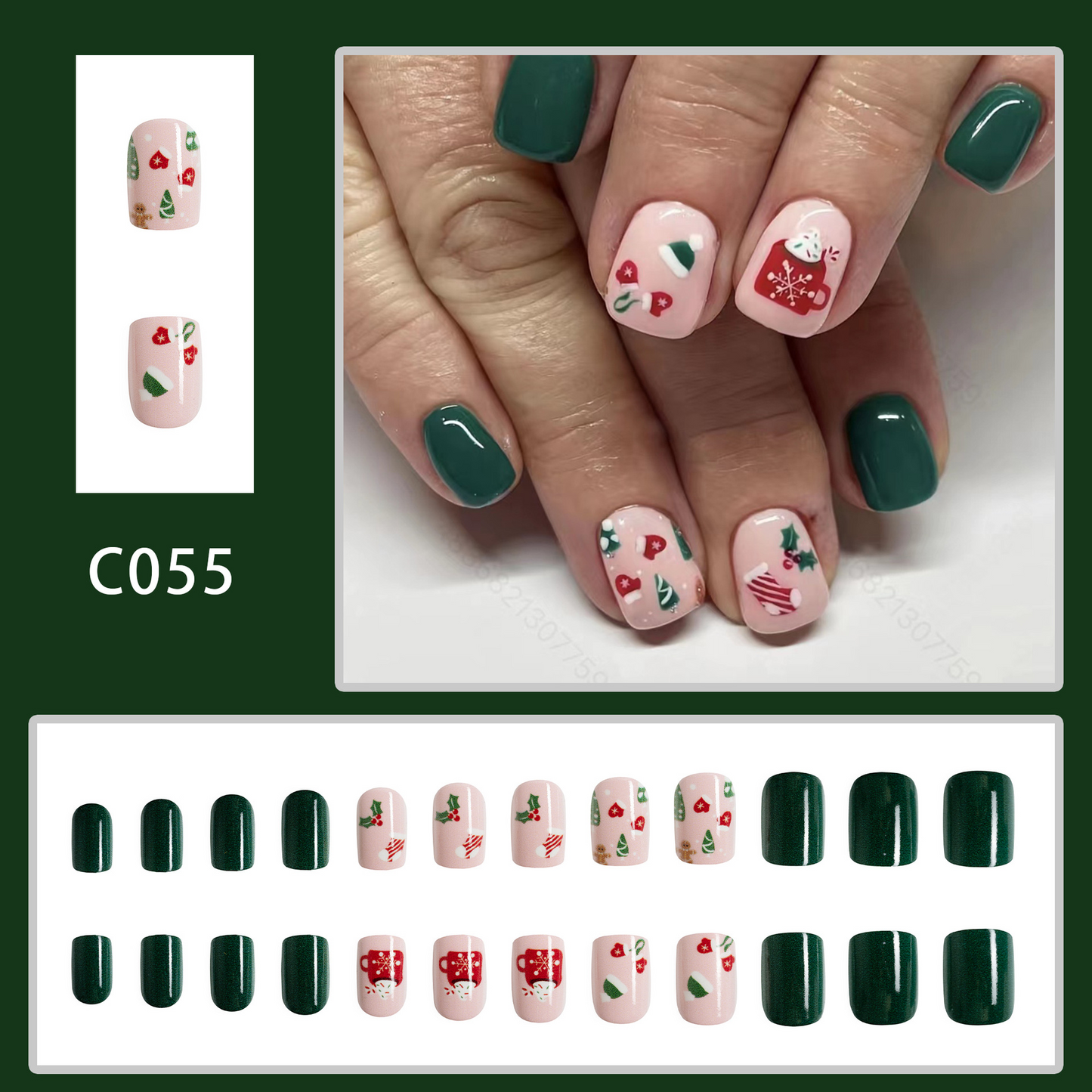 Christmas Series- Red and White Santa Claus- press-on nails-[24 peices extra large pack]