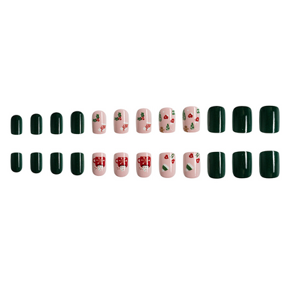 Série de Noël - Père Noël rouge et blanc - ongles à presser - [pack de 24 pièces extra larges]