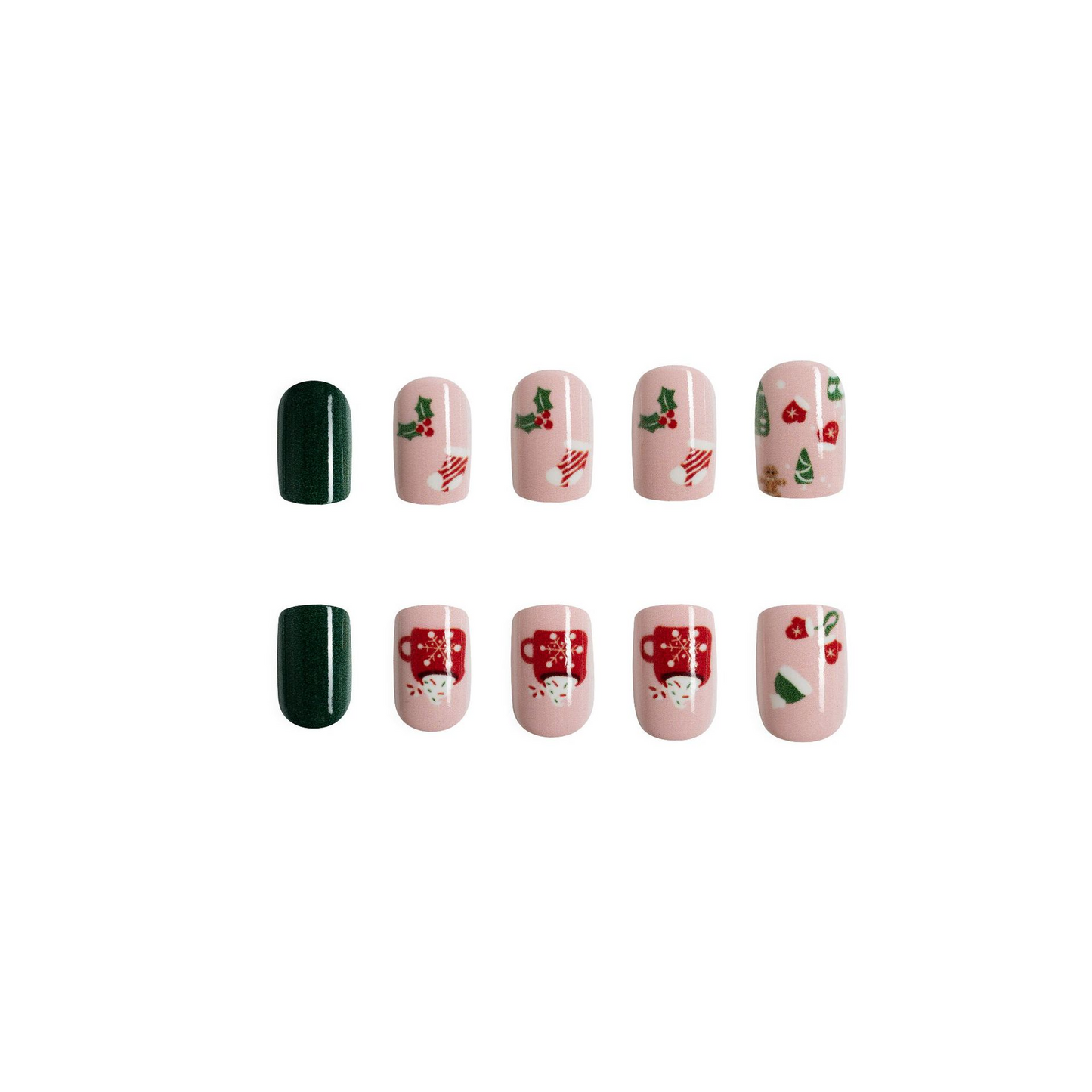 Série de Noël - Père Noël rouge et blanc - ongles à presser - [pack de 24 pièces extra larges]