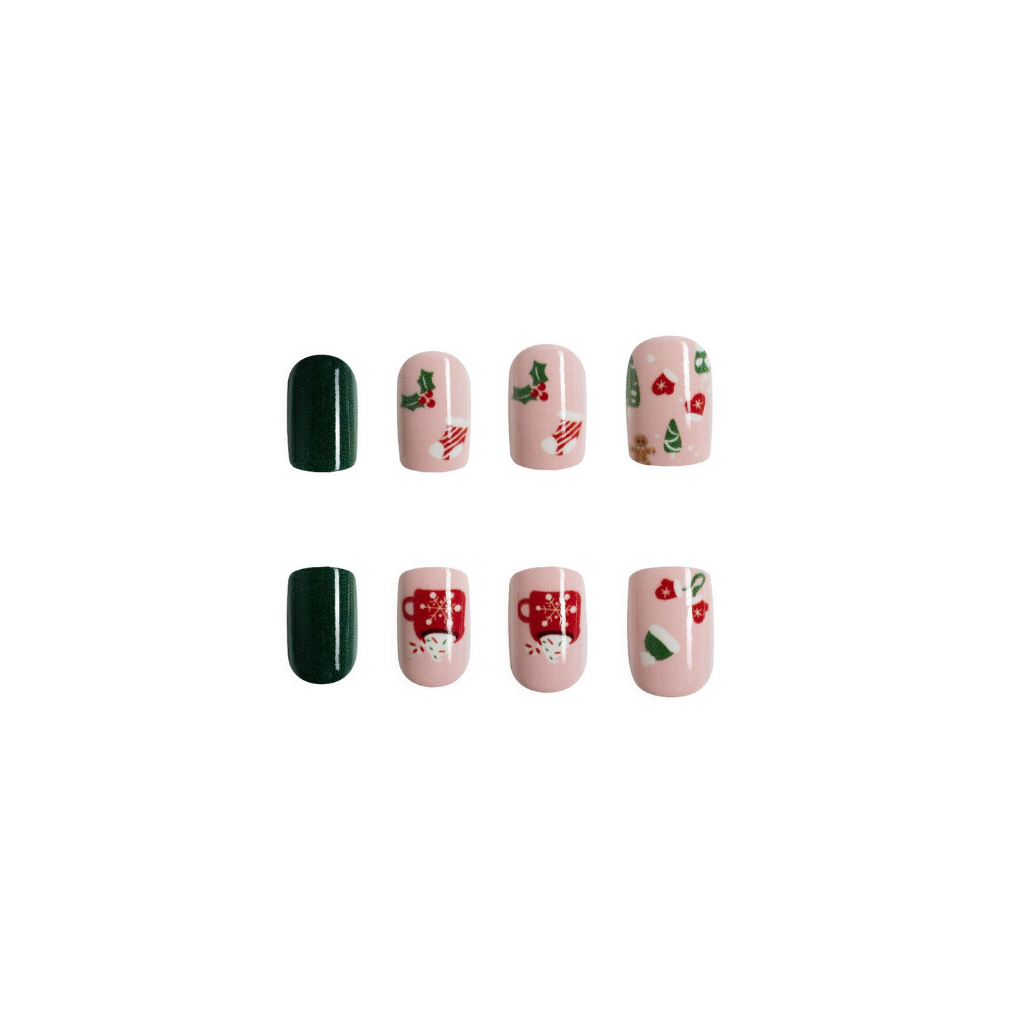 Série de Noël - Père Noël rouge et blanc - ongles à presser - [pack de 24 pièces extra larges]