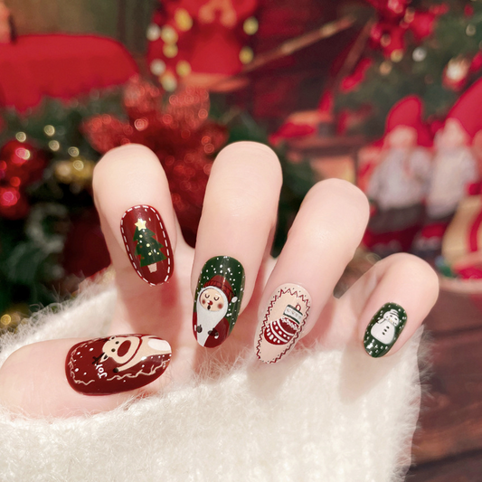 Christmas Series- Christmas Gift- press-on nails-[24 peices extra large pack]