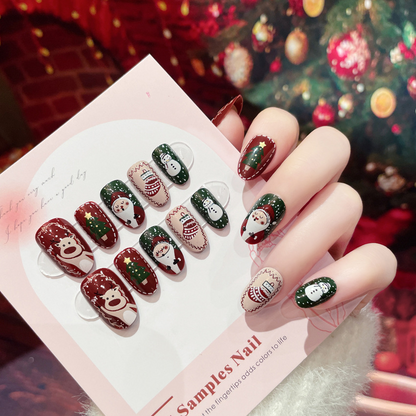 Christmas Series- Christmas Gift- press-on nails-[24 peices extra large pack]