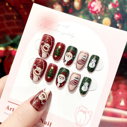 Christmas Series- Christmas Gift- press-on nails-[24 peices extra large pack]