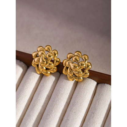 Rotating Water Drop Flower Titanium Steel Ear Studs