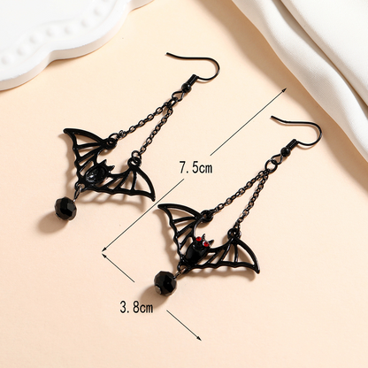 Gothic Black Bat Earrings