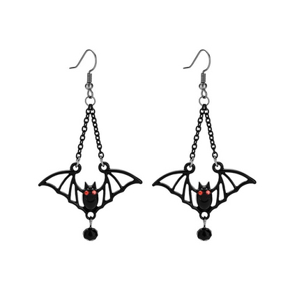 Gothic Black Bat Earrings