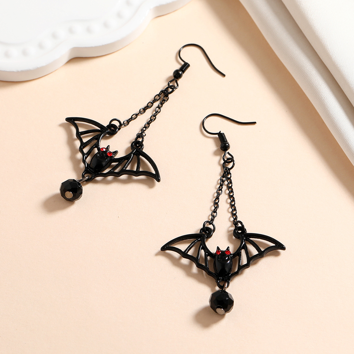 Gothic Black Bat Earrings