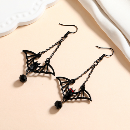 Gothic Black Bat Earrings