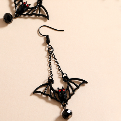 Gothic Black Bat Earrings