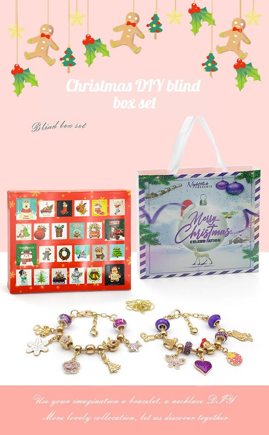 Coffret cadeau de Noël violet à faire soi-même avec perles