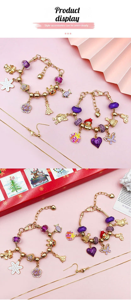 Coffret cadeau de Noël violet à faire soi-même avec perles