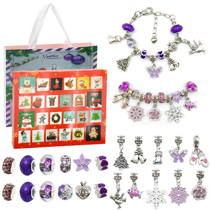 Coffret cadeau de Noël violet à faire soi-même avec perles