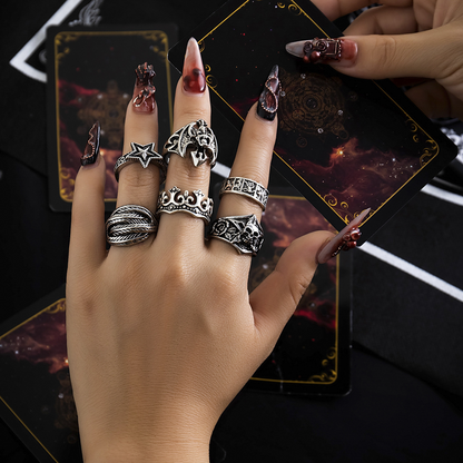 Halloween Geschnitztes Fledermaus RINGT SET