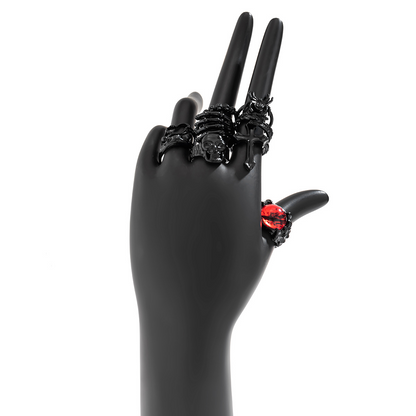 Halloween Dark Ghost Snake Ring SET