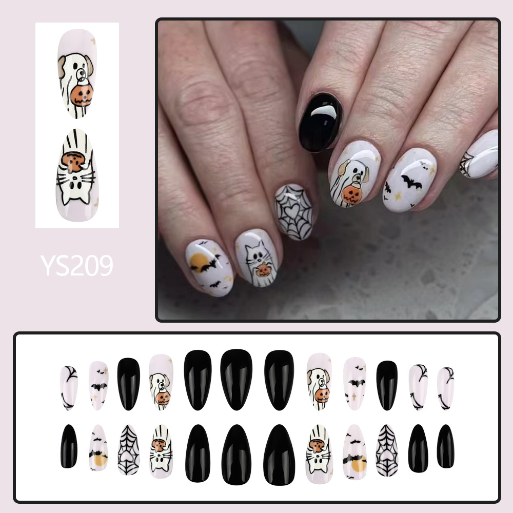 Halloween Black and White Contrast Color Cobweb PRESS-ON NAILS