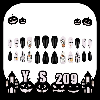 ONGLES À COLLER EN TOILE D'ARAIGNE DE COULEUR CONTRASTÉE NOIRE ET BLANCHE POUR HALLOWEEN