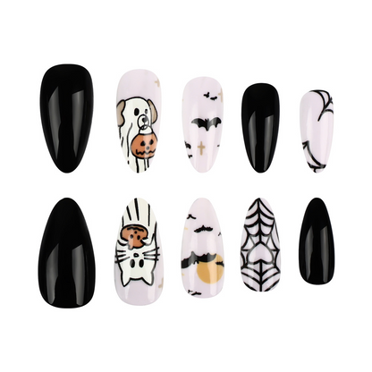 Halloween Black and White Contrast Color Cobweb PRESS-ON NAILS