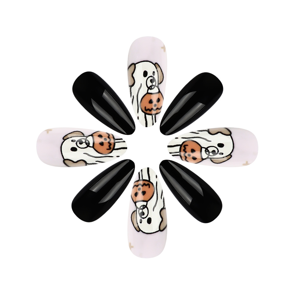 Halloween Black and White Contrast Color Cobweb PRESS-ON NAILS