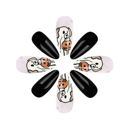 Halloween Black and White Contrast Color Cobweb PRESS-ON NAILS