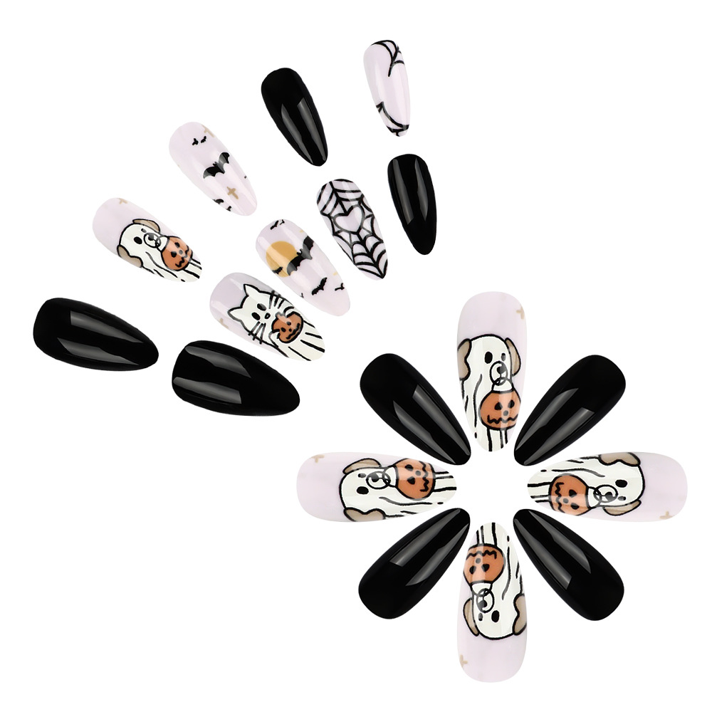 Halloween Black and White Contrast Color Cobweb PRESS-ON NAILS