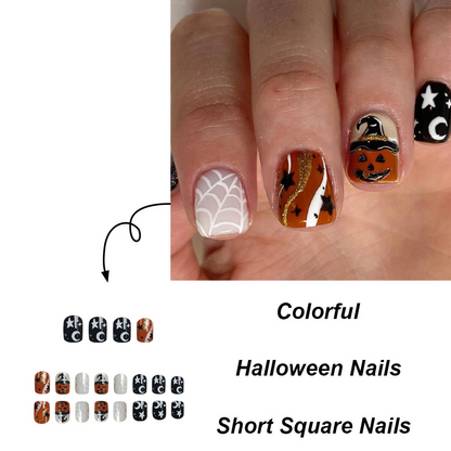 Ongles à coller en forme de citrouille d'Halloween